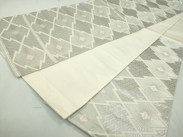 平和屋着物◎六通柄袋帯 松皮菱舞花文 銀糸 逸品 CAAI1296ku