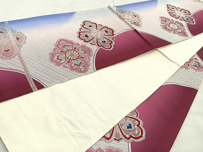 平和屋着物◎六通柄袋帯 唐織 花菱 銀糸 逸品 BAAK6164cm