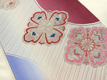 平和屋着物◎六通柄袋帯 唐織 花菱 銀糸 逸品 BAAK6164cm