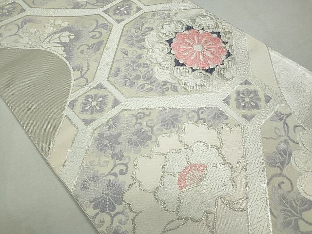 平和屋着物◎六通柄袋帯 唐織 蜀江花文 銀糸 逸品 CAAI3640ku