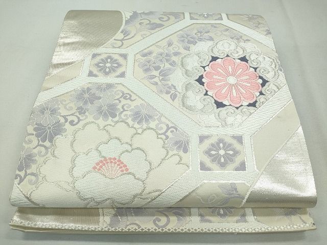 平和屋着物◎六通柄袋帯 唐織 蜀江花文 銀糸 逸品 CAAI3640ku