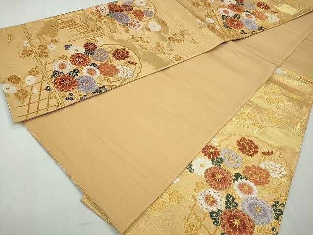 平和屋着物◎六通柄袋帯 唐織 草花文 金糸 逸品 CAAI3636ku
