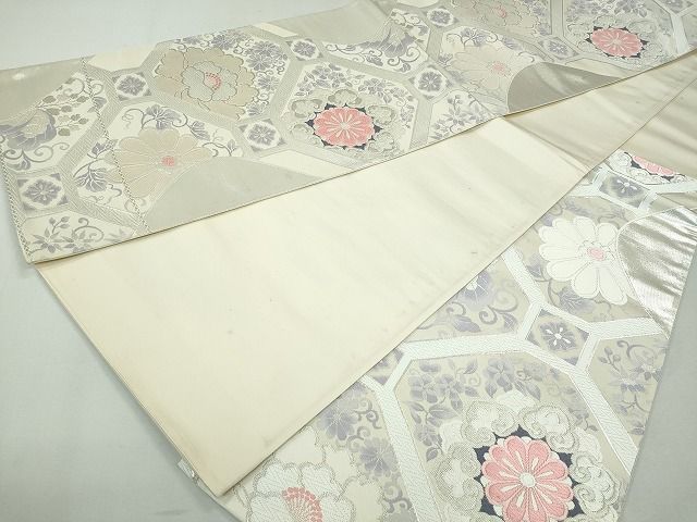 平和屋着物◎六通柄袋帯 唐織 蜀江花文 銀糸 逸品 CAAI3640ku