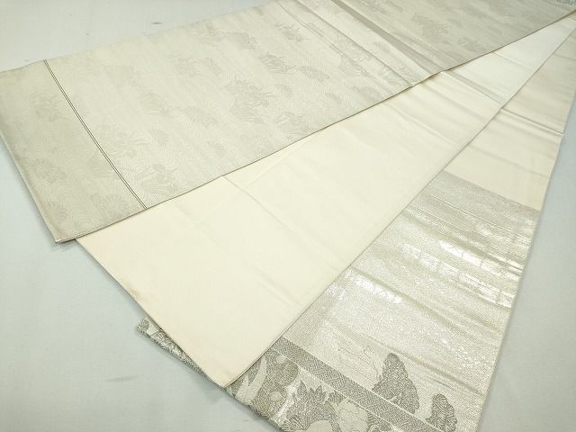 平和屋着物◎六通太鼓柄袋帯 唐織 王朝屏風小袖文様 プラチナ箔 逸品 CAAI3632ku