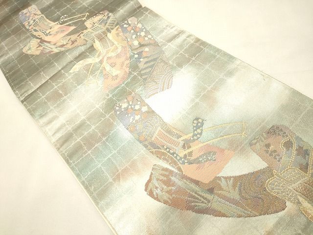 平和屋着物◎六通柄太鼓柄袋帯 短冊集 金糸 逸品 CAAI0214oy