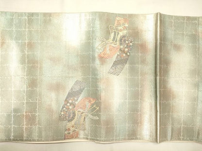 平和屋着物◎六通柄太鼓柄袋帯 短冊集 金糸 逸品 CAAI0214oy