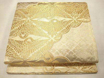 平和屋着物◎六通柄袋帯 菱飛鶴文 金糸 逸品 CAAI0247oy