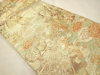 平和屋着物◎六通柄袋帯 宝珠佐賀錦 九百錦 花車文 金糸 逸品 CAAI0281oy