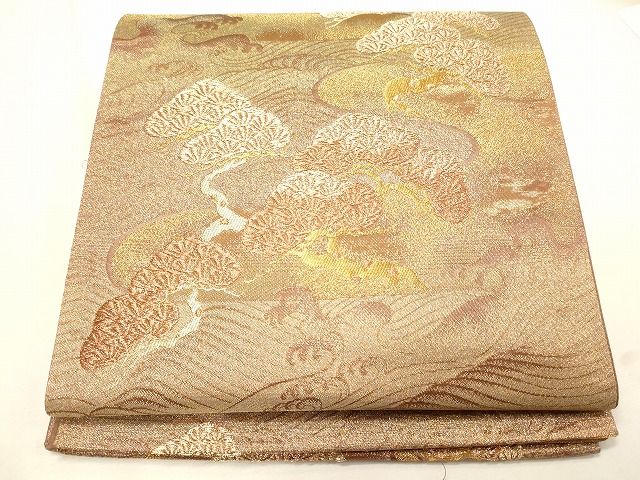 平和屋着物◎六通柄袋帯 松島流水文 金糸 逸品 CAAI0330oy