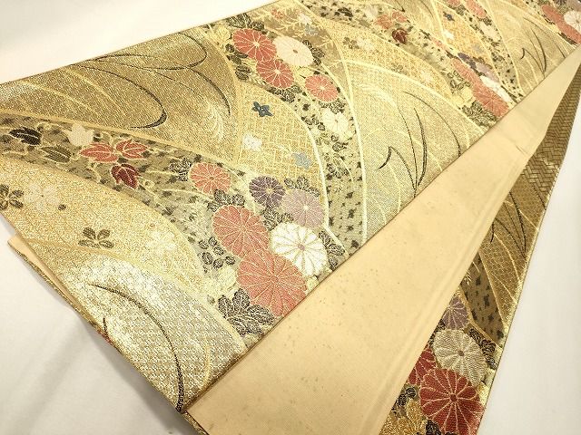 平和屋着物◎六通柄袋帯 草花文 金銀糸 逸品 CAAI0263oy