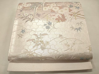 平和屋着物◎六通柄袋帯 草花文 金銀糸 逸品 CAAI0284oy