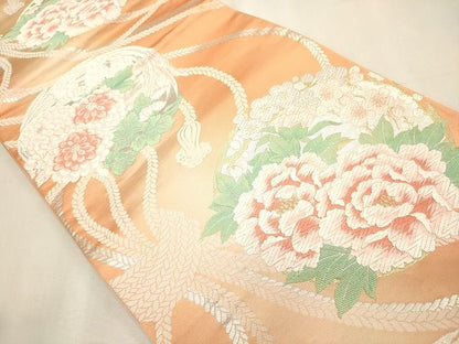 平和屋着物◎六通柄袋帯 草花丸文 金糸 逸品 CAAI0320oy