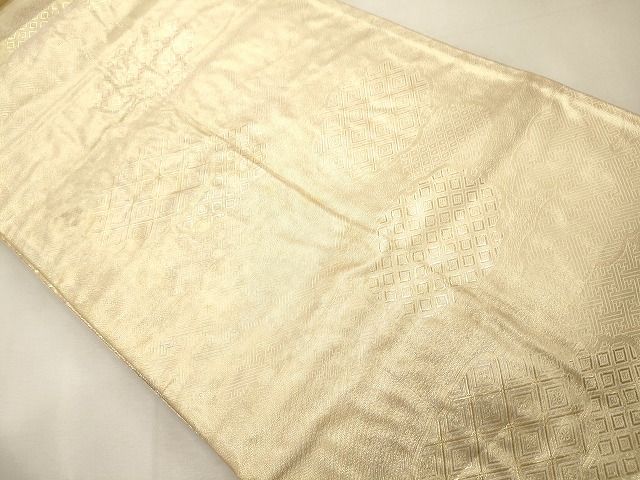 平和屋着物◎両面 六通柄袋帯 流水草花文 金糸 逸品 CAAI0295oy