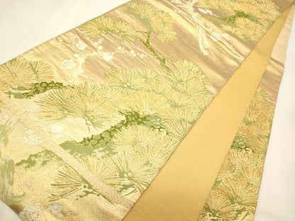 平和屋着物◎六通柄袋帯 枝梅松葉文 金糸 逸品 CAAI0335oy