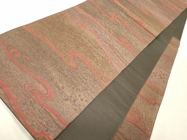 平和屋着物◎六通柄袋帯 流水文 金糸 逸品 CAAI0301oy