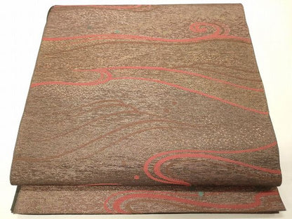 平和屋着物◎六通柄袋帯 流水文 金糸 逸品 CAAI0301oy