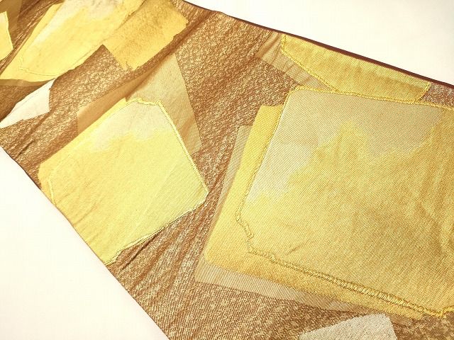 平和屋着物◎六通柄袋帯 色紙重ね文 金銀糸 逸品 CAAI0299oy