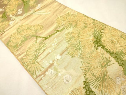 平和屋着物◎六通柄袋帯 枝梅松葉文 金糸 逸品 CAAI0335oy