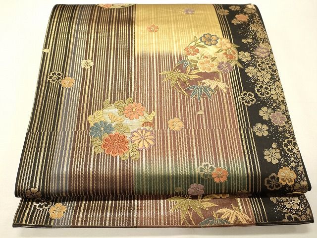 平和屋着物◎六通柄袋帯 唐織 草花丸文 金糸 逸品 CAAI0354oy