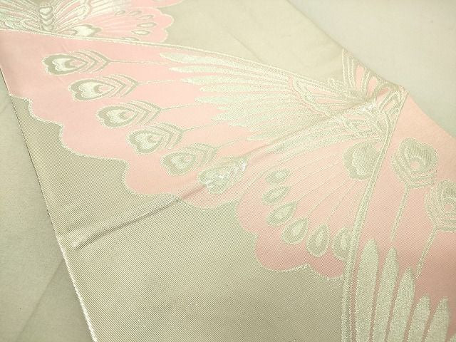 平和屋着物◎両面 全通柄袋帯 舞蝶文 銀糸 逸品 DAAJ4032re
