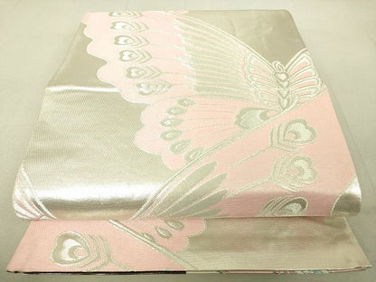 平和屋着物◎両面 全通柄袋帯 舞蝶文 銀糸 逸品 DAAJ4032re