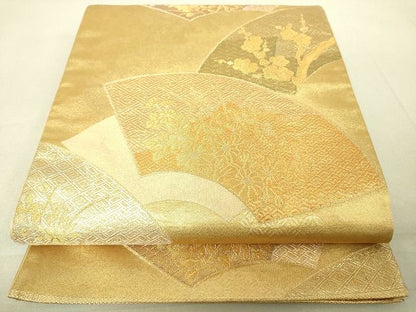 平和屋着物◎六通柄袋帯 地紙花文 金糸 引箔 逸品 DAAJ4035re