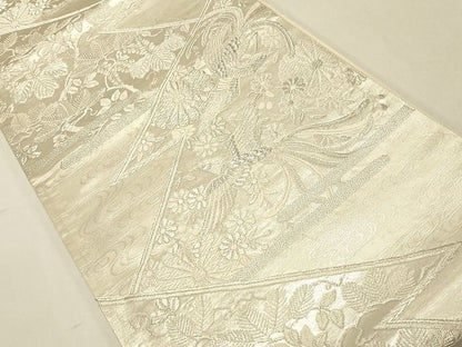 平和屋着物◎六通柄袋帯　唐織　花鳥文　銀糸　逸品　CAAH7335dy