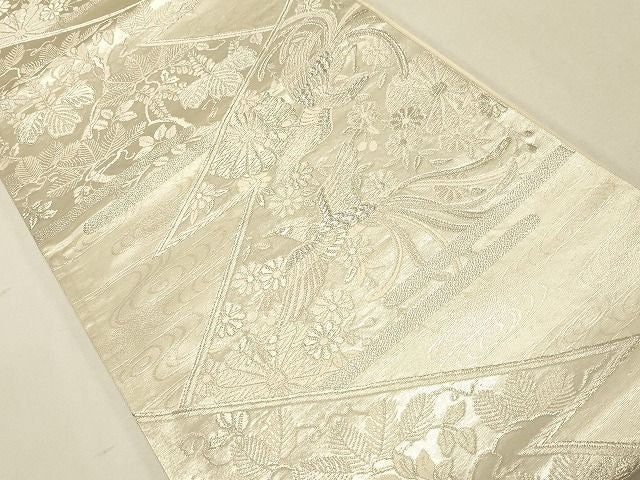 平和屋着物◎六通柄袋帯　唐織　花鳥文　銀糸　逸品　CAAH7335dy