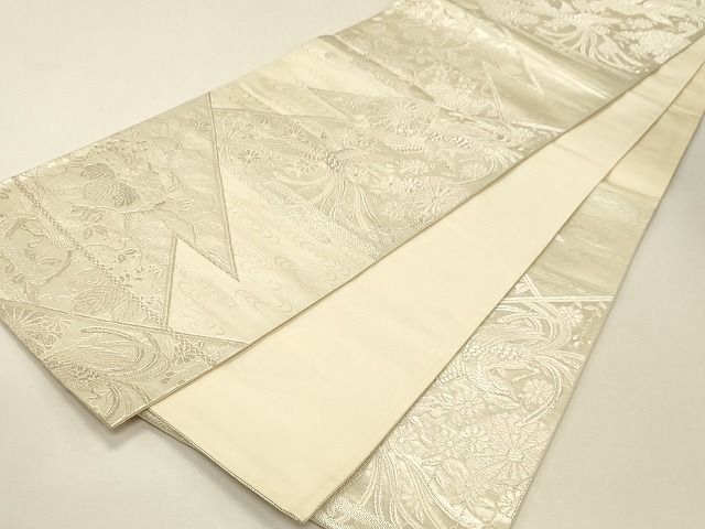 平和屋着物◎六通柄袋帯　唐織　花鳥文　銀糸　逸品　CAAH7335dy