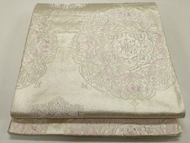 平和屋着物◎六通柄袋帯 正倉院花文 銀糸 逸品 CAAH7324dy