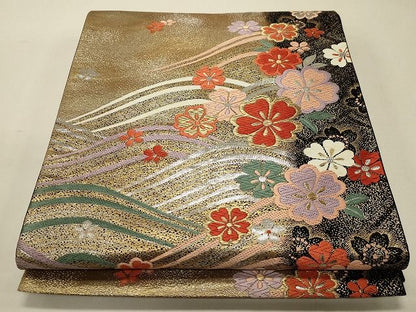平和屋着物◎六通柄袋帯 唐織 流水花文 金銀糸 逸品 CAAH7339dy