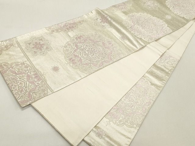 平和屋着物◎六通柄袋帯 正倉院花文 銀糸 逸品 CAAH7324dy
