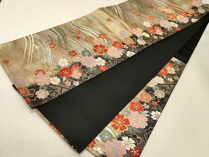平和屋着物◎六通柄袋帯 唐織 流水花文 金銀糸 逸品 CAAH7339dy