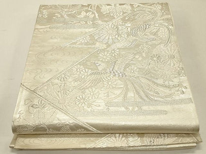 平和屋着物◎六通柄袋帯　唐織　花鳥文　銀糸　逸品　CAAH7335dy
