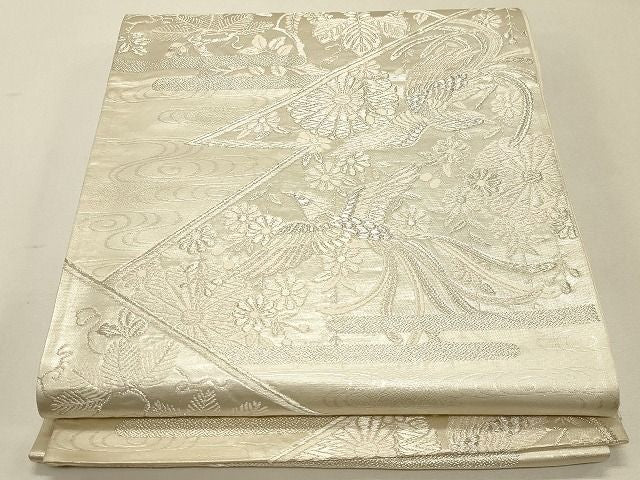 平和屋着物◎六通柄袋帯　唐織　花鳥文　銀糸　逸品　CAAH7335dy