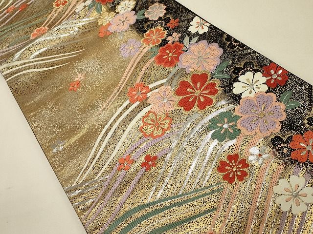 平和屋着物◎六通柄袋帯 唐織 流水花文 金銀糸 逸品 CAAH7339dy