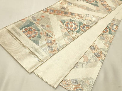平和屋着物◎西陣 本箔佐賀錦 六通柄袋帯 献花扇文様 金糸 逸品 CAAH7368dy