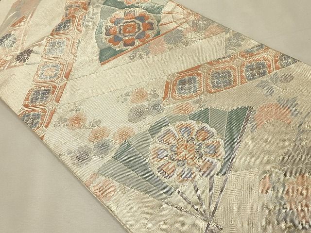 平和屋着物◎西陣 本箔佐賀錦 六通柄袋帯 献花扇文様 金糸 逸品 CAAH7368dy