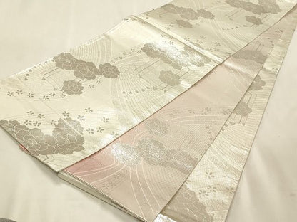 平和屋着物◎両面　全通柄袋帯　貝桶花文　銀糸　逸品　CAAH7369dy