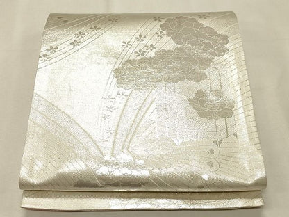 平和屋着物◎両面　全通柄袋帯　貝桶花文　銀糸　逸品　CAAH7369dy
