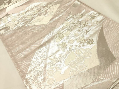 平和屋着物◎六通柄袋帯 亀甲花鳥文 金銀糸 逸品 CAAH7424dy