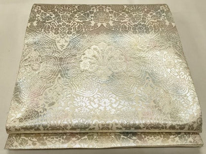 平和屋着物◎六通柄袋帯 吉祥花文 銀糸 逸品 CAAH7449dy