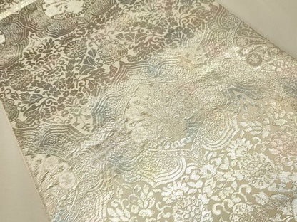 平和屋着物◎六通柄袋帯 吉祥花文 銀糸 逸品 CAAH7449dy