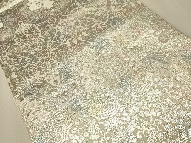 平和屋着物◎六通柄袋帯 吉祥花文 銀糸 逸品 CAAH7449dy