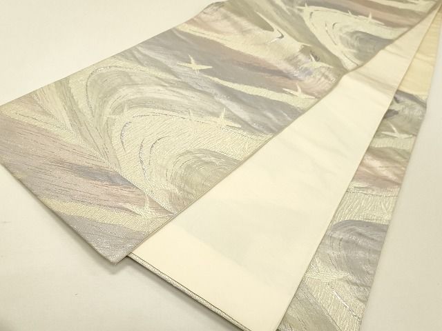 平和屋着物◎六通柄袋帯 流水飛鳥文 銀糸 逸品 CAAH7455dy