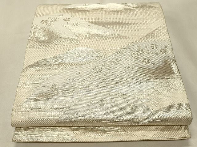 平和屋着物◎六通柄袋帯 遠山舞花文 銀糸 逸品 CAAH7447dy