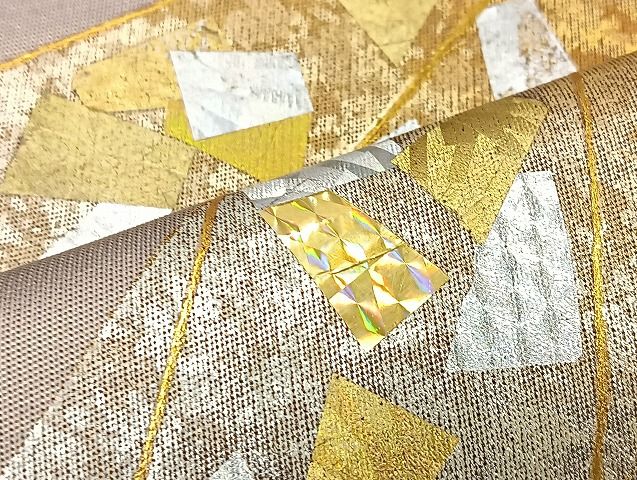 平和屋着物●太鼓柄袋帯 熨斗文 金銀彩 逸品 BAAK2593ea