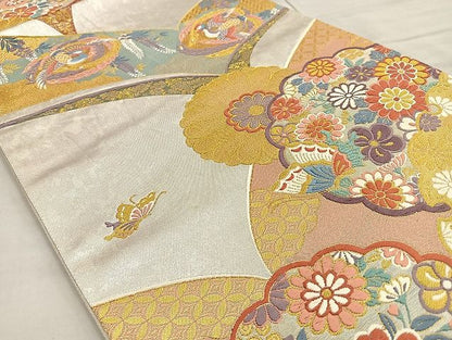 平和屋着物●六通柄袋帯 唐織 洛南晴日文 金糸 引箔 逸品 BAAK2628ea