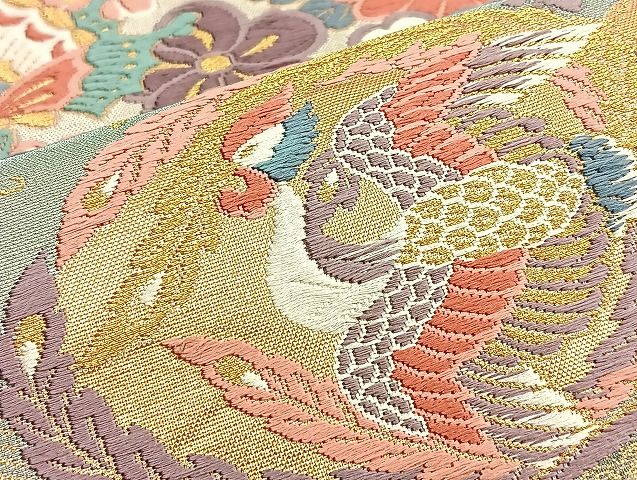 平和屋着物●六通柄袋帯 唐織 洛南晴日文 金糸 引箔 逸品 BAAK2628ea