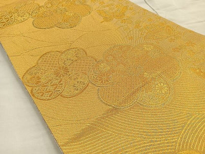 平和屋着物●佐賀錦 六通柄袋帯 流水花蝶文 金糸 逸品 BAAK2673ea